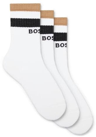 BOSS Herren 3P QS Rib Iconic CC Dreier-Pack kurze Socken mit charakteristischen Streifen