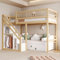 FEZTOY Hochbett 90x200, Kinderbett Etagenbett mit Treppe und Aufbewahrungsschrank, Funktionsbett Stockbett Spielbett,Jugendbett, Einzelbett