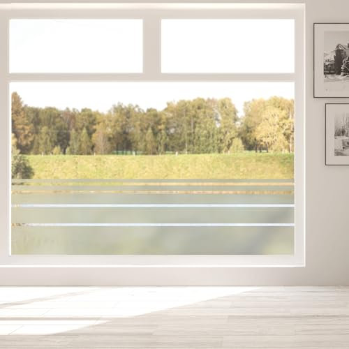 Wandtattoo Loft Film adhésif pour fenêtre avec Motif à Rayures, Opaque, en Verre dépoli, décoration de fenêtre, Protection Solaire, Film adhésif pour fenêtre