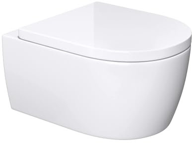 Mai & Mai Hänge WC Toilette Wand-WC Spülrandlos Weiß aus Keramik Wandmontage mit Absenkautomatik Aachen106