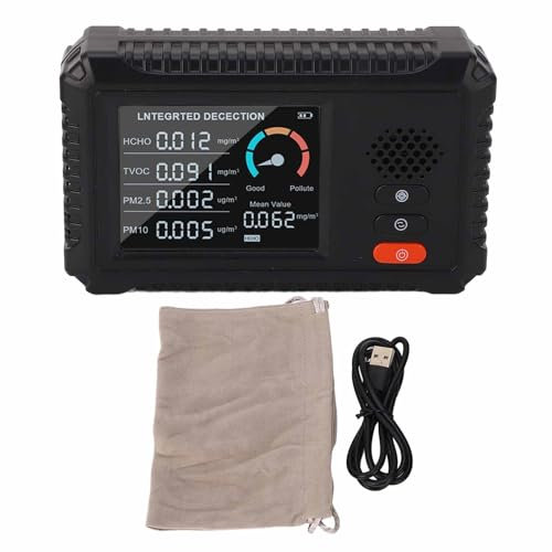 Monitor de Calidad del Aire de Telituny Professional, Detector 4 en 1 HCHO/TVOC/PM2.5/PM10 con LCD Color, Probador de Aire Interior Portátil para Hogar, Automóvil y Campamento
