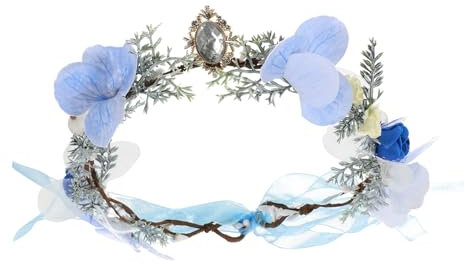 FRCOLOR Blumenkranz Haarband Für Frauen Verstellbares Kopfschmuck Accessoire Für Hochzeiten Festivals Besondere Anlässe Leicht Blaues Design