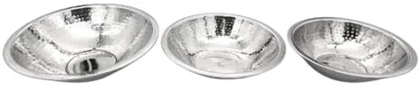C&S Homestore 3 x Mixing Serving Bowls Stainless Steel Hammered Finish 25cm/20cm/18cm Nesting Prep Salad Snack Bowls Kitchen Set
