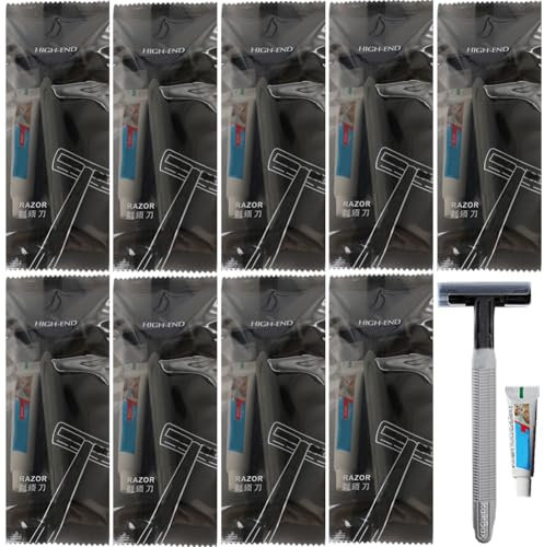 10 Stück luxuriöses, einzeln verpacktes Mehrzweck-Reise-Einweg-Rasierer-Set mit Rasiercreme, Hotel empfindliche Haut, privater Körperrasierer, tragbares Rasierer-Set für Zuhause, Hotel, Outdoor