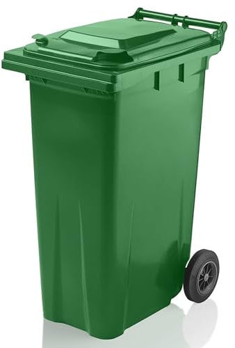 EXPRESS WHEELIE BINS - Outdoor Wheelie Bin for Recycle Trash and Rubbish 80L, 240L to 360 Litre Council Sizes & Colour Options Black/Grey, Blue & Green with Rubber Wheels (Green, 180 Litre)