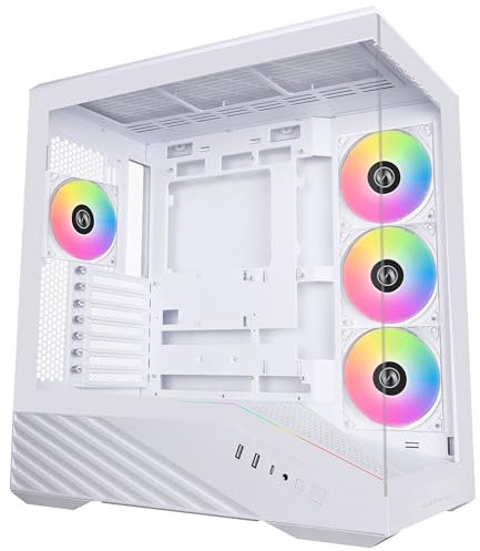 Lian Li V100 Mid Tower Case – White, ATX Support, Mesh Front Panel, Tempered Glass, USB-C, Tool-Free Side Panel