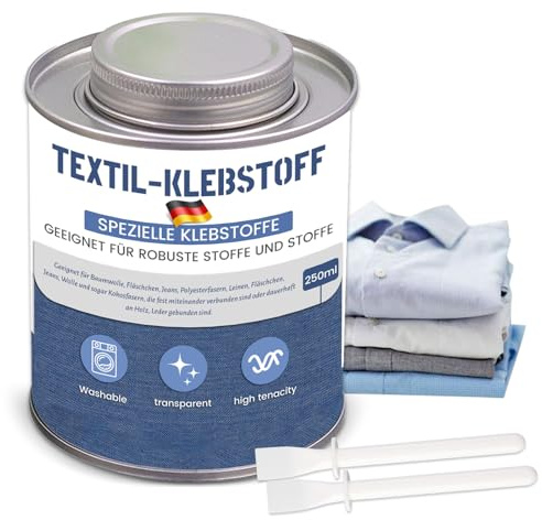 Colla speciale tessuto, colla per tessuti, 250 ml, trasparente, lavabile, per cotone, flanella, denim, poliestere e altri tipi di tessuto, ideale per vestiti, tessuti per la casa e riparazioni