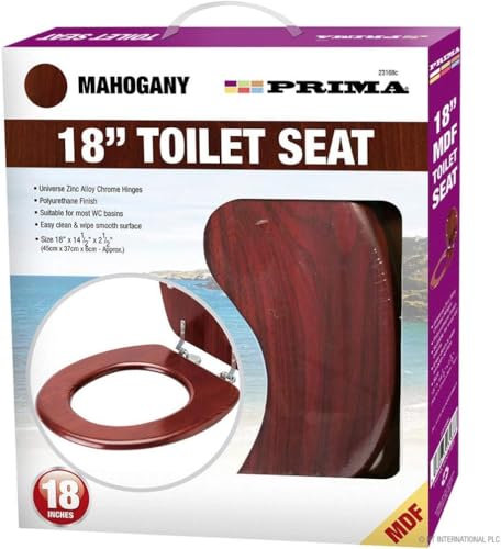 Bazzaree Wooden MDF Mahogany Effect Toilet Seat – D-Shaped, Dark Brown, Modern Style with Zinc Hinges – Soft Finish, Easy Install, Durable & Stylish Bathroom Upgrade