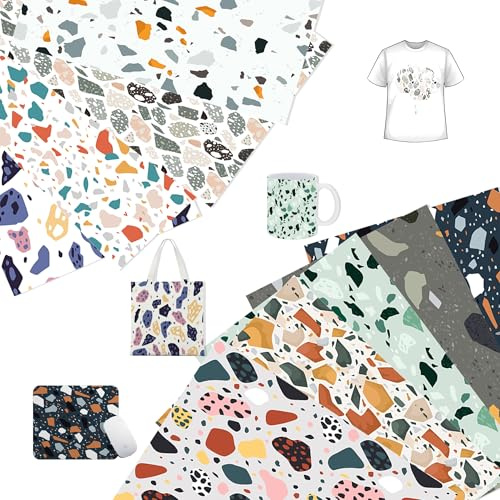 Lot de 9 feuilles de transfert d'encre infusible 31 x 21,6 cm pour impression de t-shirts, tasses, sous-verres et projets de bricolage avec technologie de transfert thermocollant (type B)