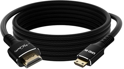 Mygatti 8K/4K Mini HDMI auf HDMI kabel 1m,Bidirectional, Nylon geflochten,48Gbits,8K@60Hz,4K@120Hz,kompatibel mit Kamera,Camcorder,tragbarer Monitor,Tablet,Grafikkarte,Raspberry Pi