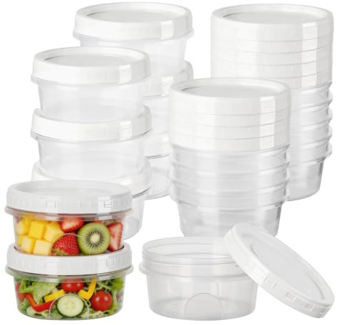 VINATO 18 Piezas Contenedores de Alimentos Pequeños, 300ml Recipientes de Plástico para Alimentos con Tapas a Fugas Prueba Tarrinas de Plastico Apilables para Lavavajillas, Microondas y Congelador