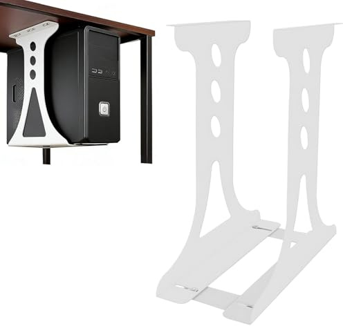 Chingcoo PC Halterung unter Schreibtisch, PC Halterung, Belastbar bis 35 kg, Computer Aufhängung Halter Verstellbare für Computergehäuse, Heavy Duty Computergehäuse (Weiß)