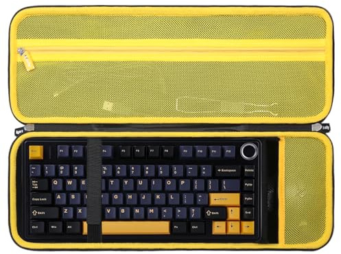 F75 Tastaturhülle für Aula F75 Pro/F 75 / MAX Kabellose Mechanische Tastatur, Reisetasche Kompatibel mit Aula 75% Hot Swappable Custom Keyboard (Schwarz & Gelb)