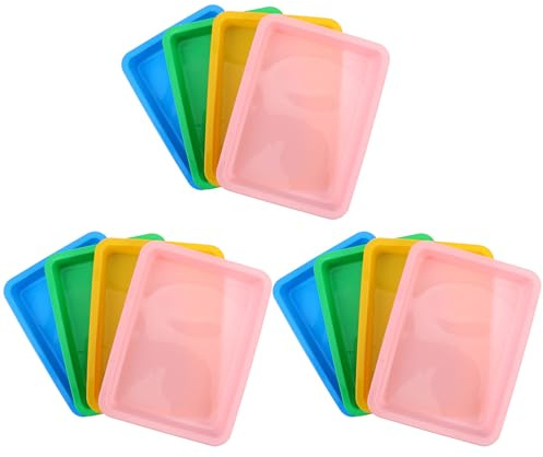 Veemoon Lot de 12 Plateaux Rectangulaires A5 pour Projets Artistiques - Plateaux en Plastique pour Mélanger Les Couleurs - Palettes de Peinture Aquarelle pour Débutants Et Professionnels