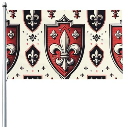 Fleur De Lys Royale Drapeau De Jardin Drôle Bannière Durable Drapeaux De Jardin Décoration Pour Balcon Patio Extérieure 90X152Cm