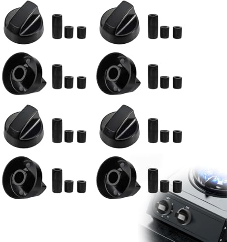 8PCS Black Plastic Gas Hob Knobs,Universal Cooker Knobs Replacement Set,Control Knob Switch,Durable,Heat-Resistant,Easy To Install,For Cookers Ovens And Kitchen Appliances,With 24 Accessories