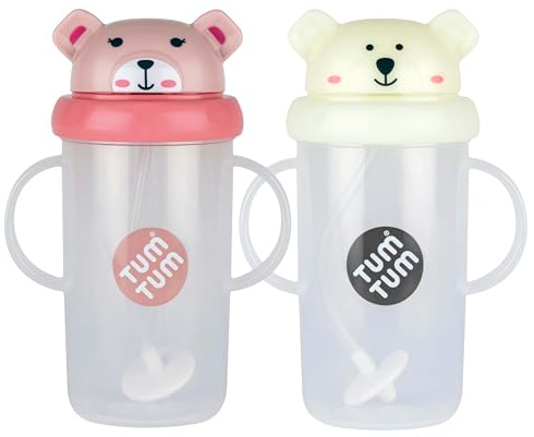 TUM TUM Tippy Up Free Flow Sippy Cup (No Valve), Two Pack (Betsy & Pete 300ml)