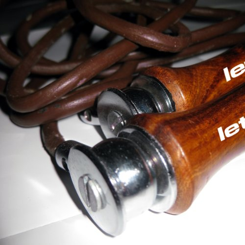 BAY® LETS JUMP 0,8 cm DICK - PROFI LEDER-Springseil inkl. 2x Zusatzgewichte für den Griff, längenverstellbar, mit Gewichte, High Speed, mit Drehwirbel Kugellager, Lederseele Sprungseil Springseile Hüpfseil Boxen Fitness Kampfsport Kickboxen Muay Thai Thaiboxen Kinder Damen Herren Erwachsene 300