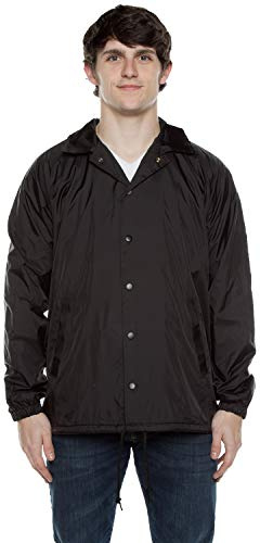 Cottonhood Coach Jacket, Lightweight Nylon Men's Windbreaker Jacket - Water-Resistant, Stylish Windbreaker for Men - XL, Black