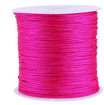 Nylonschnur, Haofy 100m x 0,8mm Nylon Schnurkabel Perlenstring, Makramee Faden Kabel für DIY Handwerk Machen Armbänder/Halskette/Rattail, Nylonfaden Satinschnur für Schmuckherstellung, Rosig
