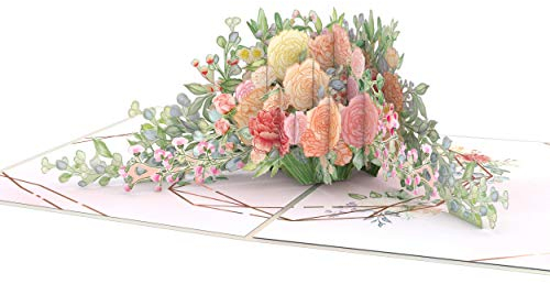 Lovepop® Hochzeitsblumen 3D-Pop-Up-Karte | Hochzeits-Grußkarte mit Einsteckfach und Umschlag, einzigartige Pop-up-Hochzeitskarte mit Blumenstrauß | besondere 3D-Klappkarte zur Verlobung oder Hochzeit