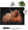 Glass Chopping Board - Highland Cow in The Shadows - Textured Worktop Saver Cutting Board - Heat Resistant, Shatterproof and Hygenic - 39 x 28.5 cm