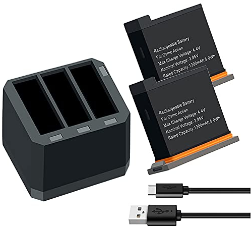 XITAIAN 2 PCS Batteries Rechargeable for DJI Osmo Action Camera Battery 1300mAh Channel USB Charger Bateria For DJI Osmo Action Camera Accessories