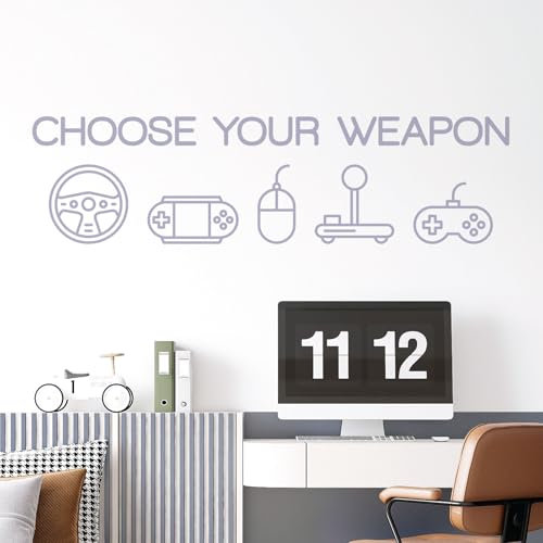 Sticker mural « Choose Your Weapon » pour PC de gaming Gris clair