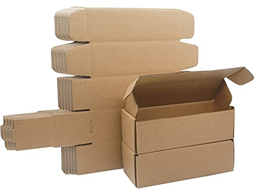 Klein Versandkartons, 200x53x53mm lang schmal Maxibriefkartons für Postversand, Versandtaschen Warensendung, Braune Verpackungskartons für Geschäft, Aufbewahrung oder Geschenkbox(10 Stück)