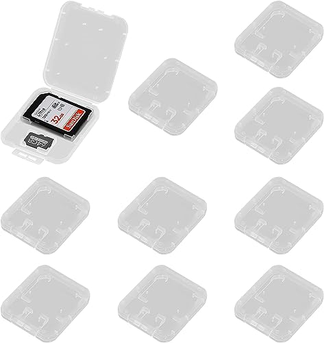 Speicherkartenhüllen Aufbewahrungsbox,Transparent SD Karten Etui,SD Speicherkarten Hülle,SD Karten Case,SD Card Holder Memory Card Case,10PCS SD Karten Hülle Speicherkarten Schutzbox Kiuiom