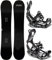RAVEN Snowboard Set: Snowboard Pure Black + Bindung FT360 Black, Lemon (Snowboard 157 cm + Bindung L, FT360 Black)