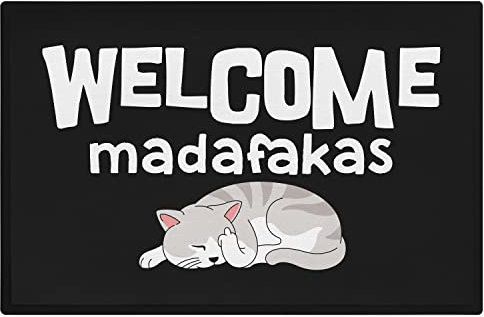Trendation - Welcome Madafakas Lustige Fußmatte mit Spruch Geschenk Katzen 60x40 cm