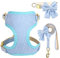 Didog süße Halsband Harness und Leine Set für Große Hunde, verstellbare Halsbänder und Leinen mit Fliege, atmungsaktive weiche Mesh-Polsterverkleidung für Mittlere Hunde beim Gassi gehen, Blau, M