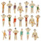20PCS Small People Colored Swimsuit People,O Scale Swimming Figures 1:48 People Model Layout Craft Architectural Figures