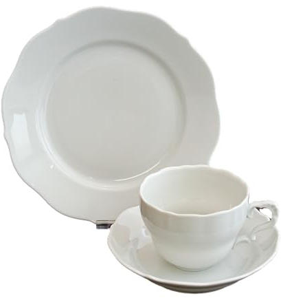 zweckart Kaffee-Gedeck 3 tlg. Kaffeetasse Untertasse Kuchenteller weiß