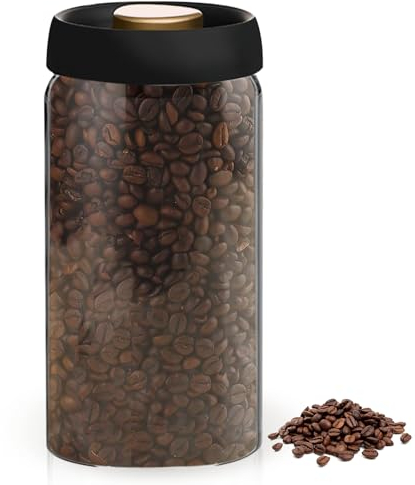TOATELU Lata de Café Hermética: 1800ml Tarro de Café con Tapa de Vacío con Válvula de CO2, Arro de Café Hermético para Cafe Grano o cafe Molido