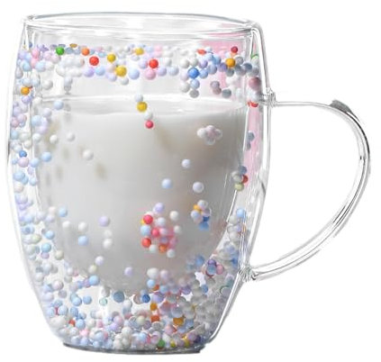 Verres à café à double paroi, transparents, à double paroi, verres à latte macchiato, avec anses, tasse en verre à double paroi avec fleurs séchées