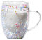 Verres à café à double paroi, transparents, à double paroi, verres à latte macchiato, avec anses, tasse en verre à double paroi avec fleurs séchées