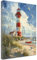 ZQQART Leinwandbild mit Leuchtturm und Ozean rote Streifen Leuchtturm Küstenbild Gemälde Strand Ozean Boot Möwen Bild rustikales Kunstwerk für Wohnzimmer Schlafzimmer Heimwanddekoration (30x45cm)
