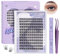 B&Q Wimpern Extensions Set 144PCS Wispy Lash Extension Set für Anfänger 9-16mm natürliche Wimperncluster mit WimpernKleber und WimpernPinzette D Curl(Set,Natürlich 03-9-16MIX)