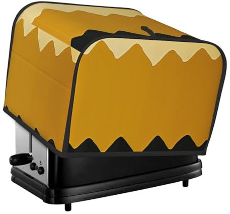 Housse anti-poussière jaune moutarde et noire pour grille-pain à 4 tranches - Convient à la plupart des grille-pain standard