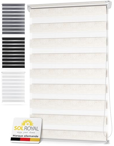 Sol Royal Doppelrollo Klemmfix ohne Bohren Fensterrollo Innen | 55x150 cm Leinen Sicht & Sonnenschutz Duo Rollo Fenster Rollos für 55 cm breit DL2