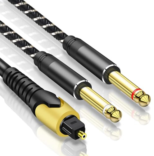 192KHz DAC Optical to Dual 6.35mm Converter,Optical Audio Cable to Dual 6.35mm 1/4 TS Mono Audio Cord Adapter,Digital to Analog Audio Converter for HDTV,DVD,Set-top Boxes(O-ptical to 1/4 Only)-2M