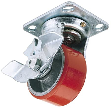 Draper 65527 125 mm-Diameter Polyurethane Castor Swivel Plate with Brake