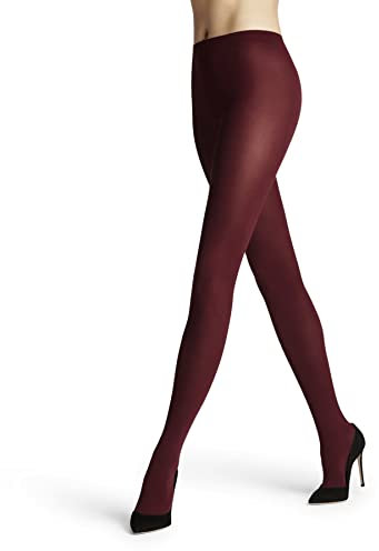 FALKE Cotton Touch W Ti opaques unis 1 paire, Collants Femme, Rouge Barolo 8596-O, M-L