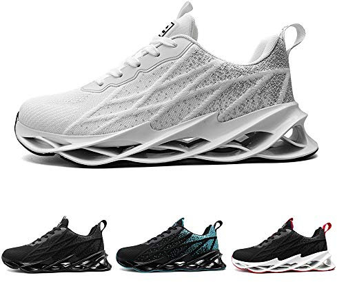 frysen Herren Mode Laufschuhe Sportschuhe Straßenlaufschuhe Sneaker Joggingschuhe Lässige Fitness Stoßdämpfung Turnschuhe White 46