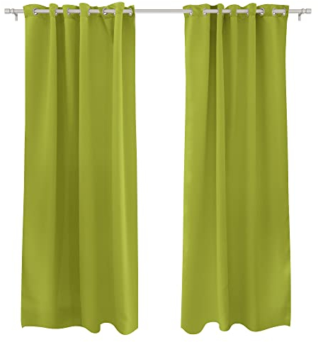 Victoria M. Aurora Verdunkelungsvorhang Blickdicht, Thermovorhang, Ösenvorhang, Schallschutz Vorhang 140 x 245cm, Hellgrün, 2er Pack