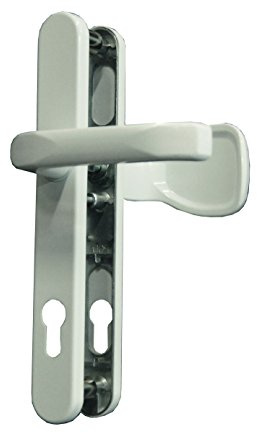Alpertec Schmalrahmengarnitur Schutzbeschlag Schildgarnitur Wechselgarnitur 92 mm, Vierkant 8 mm, Knopf/Drücker weiß, 40315710