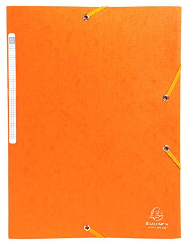 Exacompta 55758E 10er Pack Einschlagmappe Scotten aus Colorspan-Karton DIN A4 mit 2 Gummizügen und 3 Klappen und Beschriftungsetikett orange Sammelmappe Dokumentenmappe