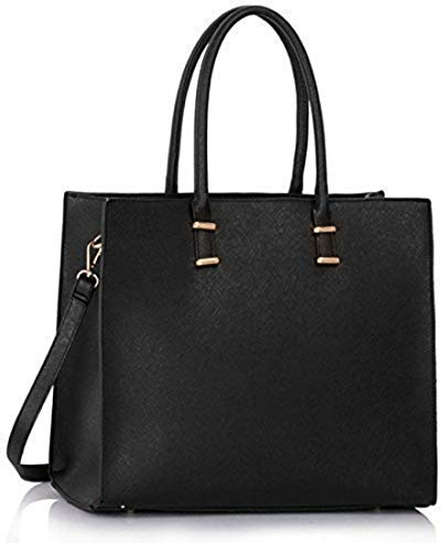 CAPRIUM Damen Handtasche Schultertasche Tasche Large Umhängetasche Entwerfer Shopper Henkeltasche, Neu (Schwarz)